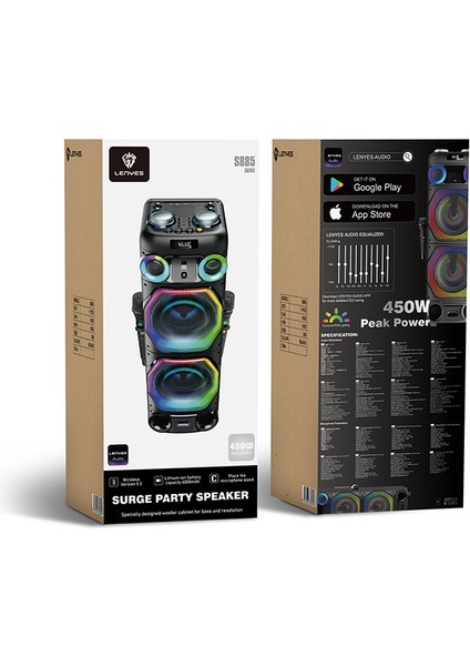 S885 Rgb Işıklı Çift Mikrofonlu Kablosuz Tws Bluetooth Speaker Hoparlör V5.3 Siyah fiyatları