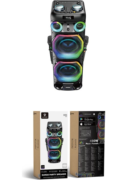 S885 Rgb Işıklı Çift Mikrofonlu Kablosuz Tws Bluetooth Speaker Hoparlör V5.3 Siyah modelleri