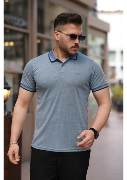 Erkek Yakalı Kagi Kumaş Kısa Kollu T-Shirt