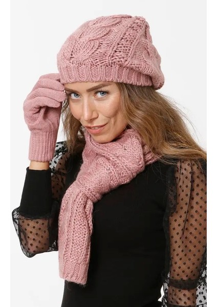 Kadın Atkı Bere Eldiven Set