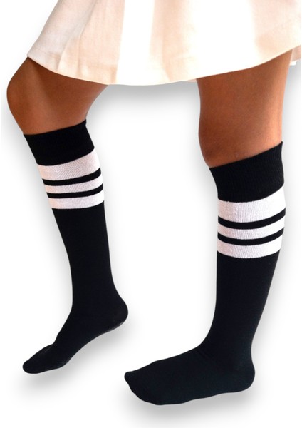 4 Çift Kız Çocuk Kadın Karışık Çizgili Kaymayan Diz Altı Orta Okul Lise Kolej Okul Çorabı fiyatları