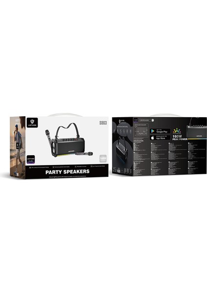 S863 Rgb LED Işıklı Mikrofonlu Tws Bluetooth Speaker Hoparlör V5.3 Siyah modelleri