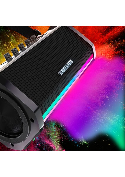 S863 Rgb LED Işıklı Mikrofonlu Tws Bluetooth Speaker Hoparlör V5.3 Siyah