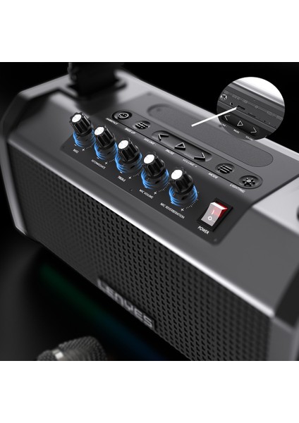 S863 Rgb LED Işıklı Mikrofonlu Tws Bluetooth Speaker Hoparlör V5.3 Siyah