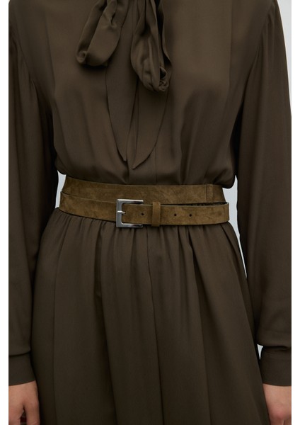 %100 Deri Çift Dolamalı Kemer Yağ Yeşili K2682115_298 modelleri