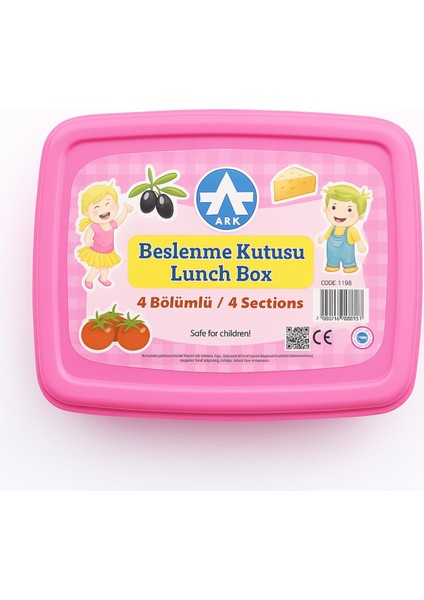 Kilitli 4 Bölmeli Beslenme Kutusu KOD:1398