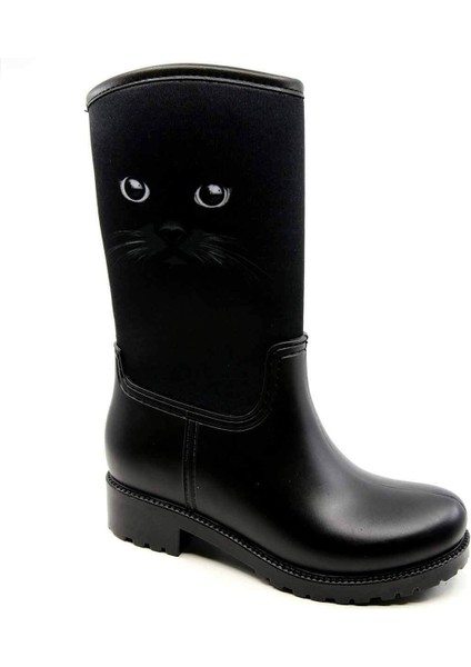 Çocuk Kedi Bıyıklı Yağmur Botu Siyah fırsatları