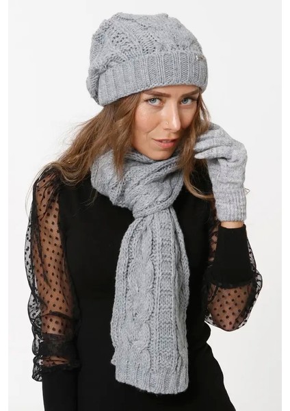 Kadın Atkı Bere Eldiven Set