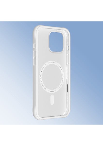 iPhone 16 Pro Max Uyumlu Kılıf M-Safe Şarj Özellikli Youngkit Macaroon Serisi Kapak Beyaz modelleri