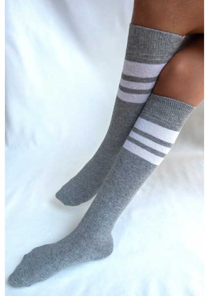 4 Çift Kız Çocuk Kadın Karışık Çizgili Kaymayan Diz Altı Orta Okul Lise Kolej Okul Çorabı modelleri