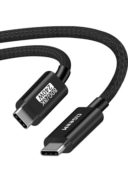 QG05 Type-C To Type-C Usb5 Pd Data Kablosu ve Çevirici 240W 80GBPS 8K@60Hz 1.2 Metre Siyah fiyatları