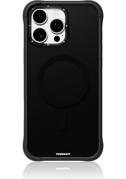 iPhone 16 Pro Uyumlu Kılıf M-Safe Şarj Özellikli Youngkit Macaroon Serisi Kapak Siyah