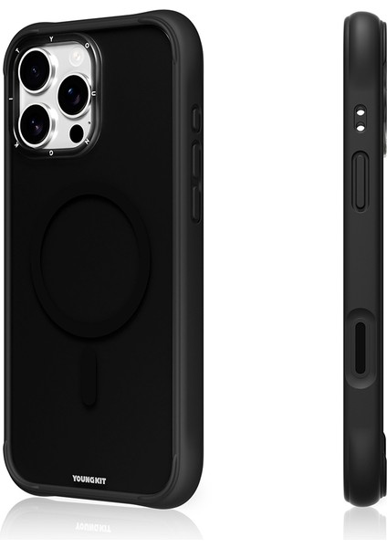 iPhone 16 Pro Uyumlu Kılıf M-Safe Şarj Özellikli Youngkit Macaroon Serisi Kapak Siyah fiyatları