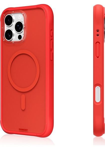 iPhone 16 Pro Uyumlu Kılıf M-Safe Şarj Özellikli Youngkit Macaroon Serisi Kapak Kırmızı fiyatları