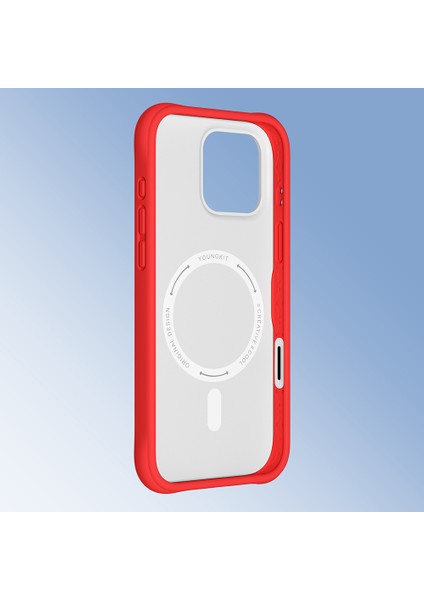 iPhone 16 Pro Uyumlu Kılıf M-Safe Şarj Özellikli Youngkit Macaroon Serisi Kapak Kırmızı modelleri