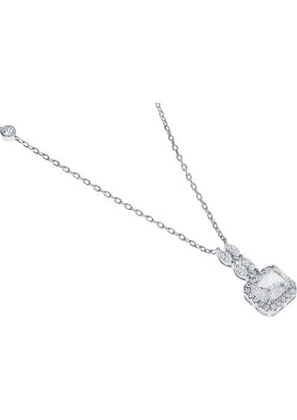 Kadın Şık Tasarım Taşlı Gümüş Kolye