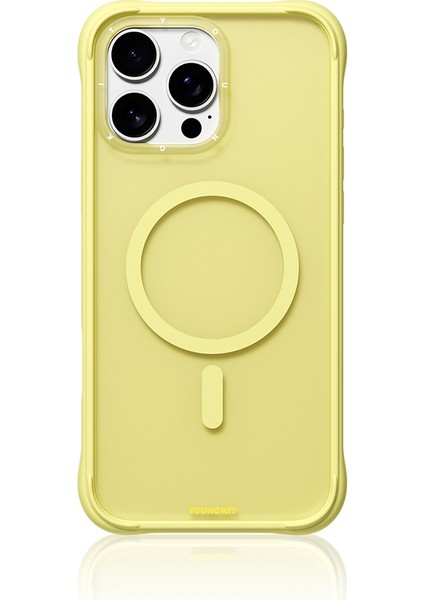 iPhone 16 Pro Uyumlu Kılıf M-Safe Şarj Özellikli Youngkit Macaroon Serisi Kapak Sarı