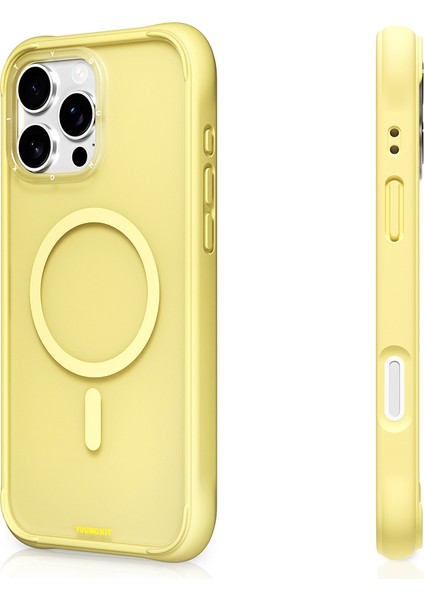 iPhone 16 Pro Uyumlu Kılıf M-Safe Şarj Özellikli Youngkit Macaroon Serisi Kapak Sarı fiyatları