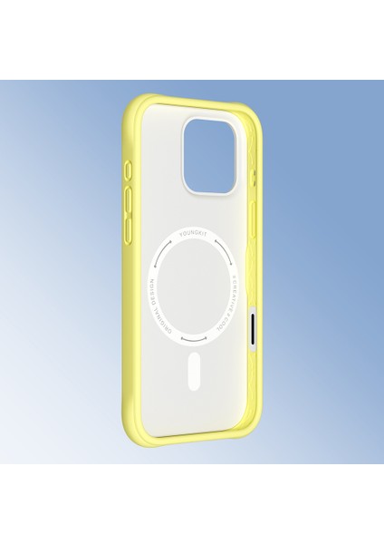 iPhone 16 Pro Uyumlu Kılıf M-Safe Şarj Özellikli Youngkit Macaroon Serisi Kapak Sarı modelleri