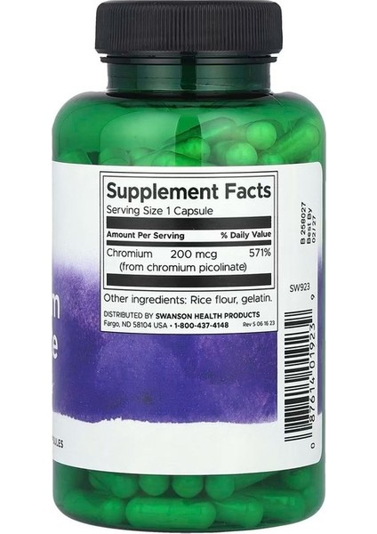 Chromium Picolinate, 200 Mcg, 200 Capsules fiyatları