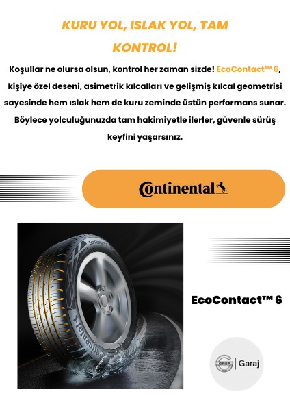 205/45R17 88H Xl Continental Ecocontact6 - 2024 Yaz
