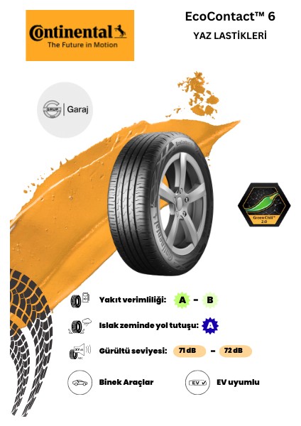 205/45R17 88H Xl Continental Ecocontact6 - 2024 Yaz