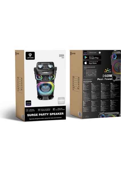 S884 Rgb Işıklı Çift Mikrofonlu Kablosuz Tws Bluetooth Speaker Hoparlör V5.3 Siyah fiyatları