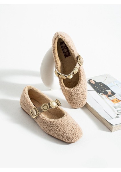 Kadın Kışlık Taşlı Tokalı Peluş Yünlü Ev Babet Çeyiz Bohça Pofuduk Ev Içi Dış Mekan Babet fiyatları