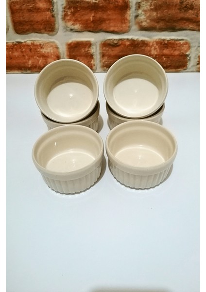 Seramik Sufle Fırın Kabı 6 Adet - Krem Renk fiyatları