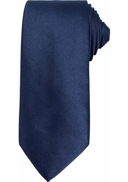 Düz Klasik Cep Mendilli Lacivert Erkek Kravat