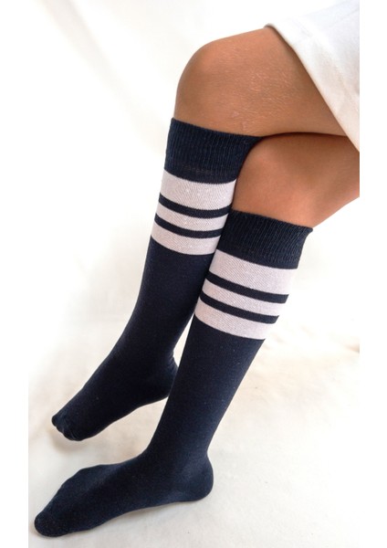 4 Çift Kız Çocuk Kadın Karışık Çizgili Kaymayan Diz Altı Orta Okul Lise Kolej Okul Çorabı modelleri