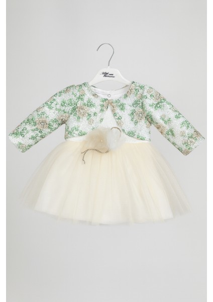 9-18 Aylık Prenses Kız Bebek Elbise Sarı