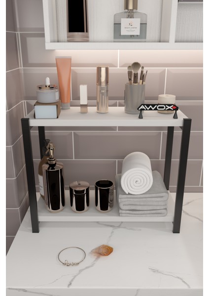 Porta 2 Raflı Tezgah Üstü Organizer Baharatlık Raf Çok Amaçlı Raf