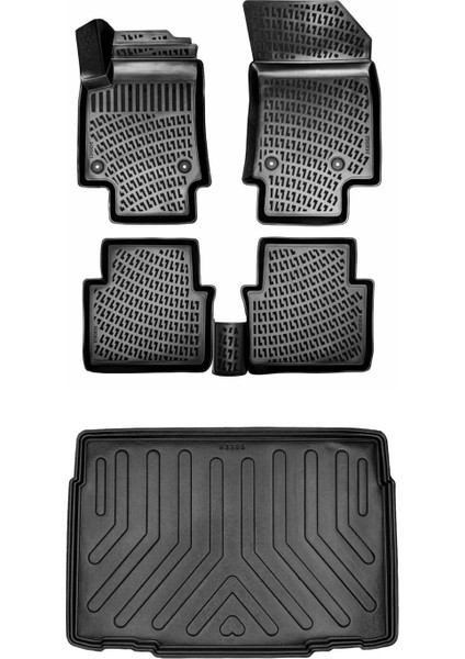 Opel Crossland 2020 Sonrası (Alt) (Sabit Zemin) 3D Araca Özel Paspas ve Bagaj Havuzu Set