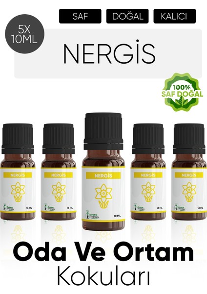 Nergis Esansiyel Koku Yağı Buhardanlık Yağı Difüzör Esansı Hobi Esans Ortam Oda Kokusu 5X10 ml