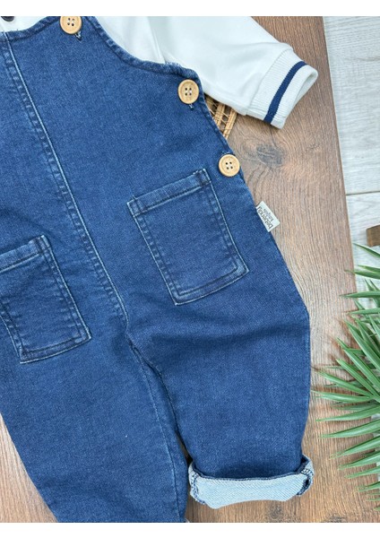 Salopet Likralı Kot Polo Yaka Sweatshirt Düğmeli Salopet Erkek Bebek Takım fiyatları