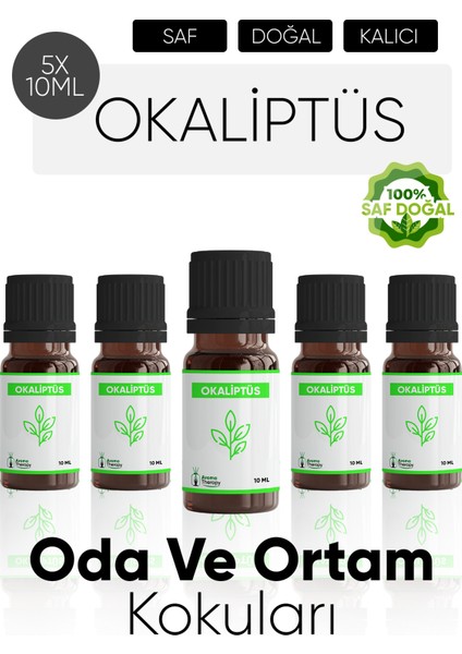 Okaliptus Esansiyel Koku Yağı Buhardanlık Yağı Difüzör Esansı Hobi Esans Ortam Oda Kokusu 5X10 ml