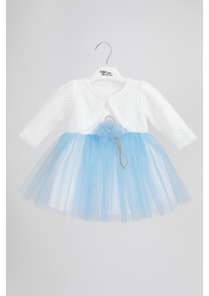 9-18 Aylık Prenses Kız Bebek Elbise Mavi