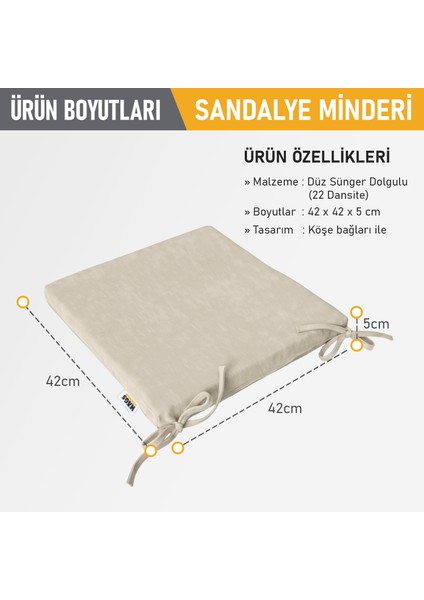 Sandalye Minderi, Süngerli, Yemek Sandalyeleri Için Sünger Kare Minder 22DENS 42X42X5CM Bej fiyatları