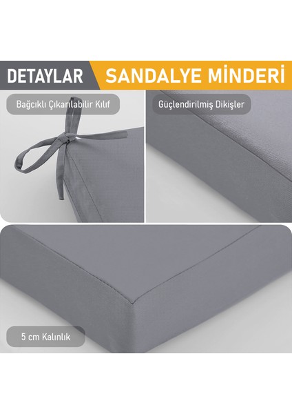 Sandalye Minderi, Süngerli, Yemek Sandalyeleri Için Sünger Kare Minder 22DENS 42X42X5CM Gri modelleri