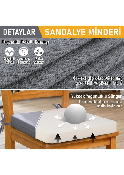 Sandalye Minderi, Süngerli, Yemek Sandalyeleri Için Sünger Kare Minder 22DENS 42X42X5CM Gri indirimleri