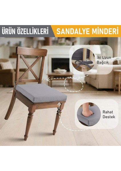 Sandalye Minderi, Süngerli, Yemek Sandalyeleri Için Sünger Kare Minder 22DENS 42X42X5CM Gri
