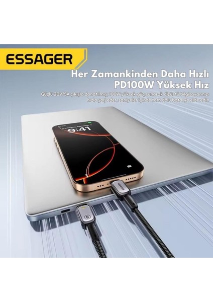 2 Metre E-Marker Çipli LED Işıklı 100W Usb-C To Usb-C Şarj Kablosu PD100W Type C Şarj Kablosu modelleri