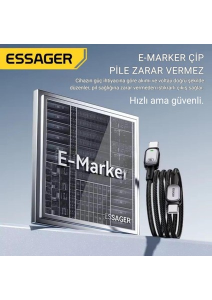 2 Metre E-Marker Çipli LED Işıklı 100W Usb-C To Usb-C Şarj Kablosu PD100W Type C Şarj Kablosu indirimleri