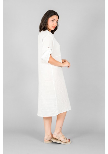 Müslin Kadın Düğme Deteylı Elbise fiyatları