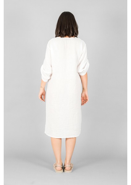 Müslin Kadın Düğme Deteylı Elbise