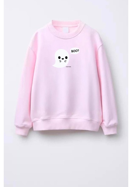 Unisex Çocuk Cadılar Bayramı Temalı Baskılı Pamuklu Sweatshirt