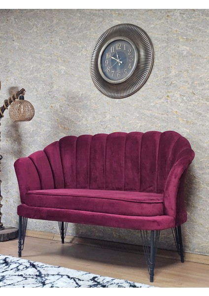 Ikili Istiridye Siyah Boyalı Telli Ayak Çay Seti Koltuk Tekli Berjer , Ikili Berjer Koltuk Bordo Renk 110 x 48 Boyut/ebat modelleri