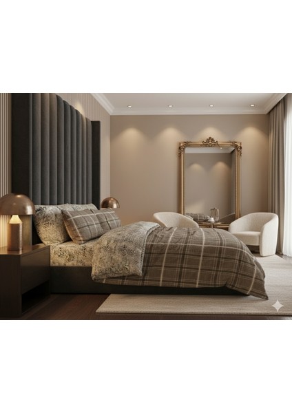 Safir Kahve Çift Kişilik Nevresim Takımı - 220X 240
