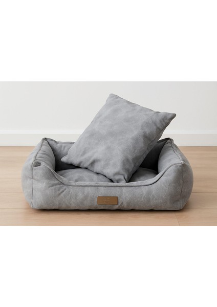Premium Gri Kedi ve Köpek Yatağı 80 x 55 x 16 cm